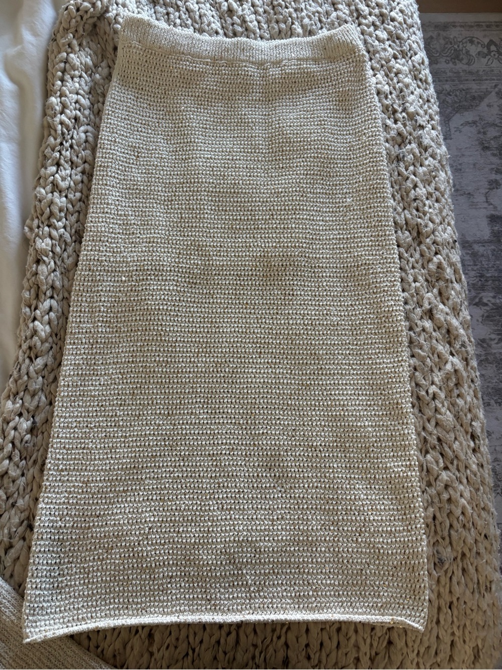 Mango Cream Knit Pencil Skirt